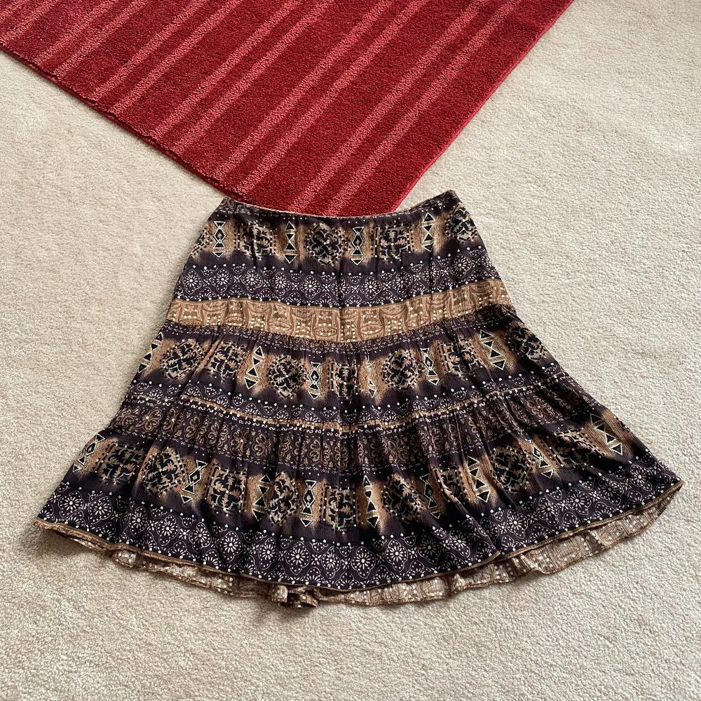 Relativity 10 Pattern Gold Metallic Accents Skirt